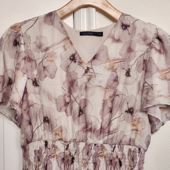 MikaRose Floral Maxi Dress Cream and Purple - Picture 15 of 17